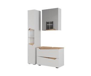 Vicco Meubles Bain Marelle, Blanc/Artisan, 3 Parties avec Meuble Haut