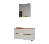 Vicco Meubles Bain Marelle, Blanc/Chêne Artisan 100 cm | 2 pièces · Meuble sous-vasque · Armoire à miroir