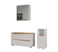 Vicco Meubles Bain Marelle, Blanc/Chêne Artisan 100 cm | 3 pièces · Meuble sous-vasque · Armoire à miroir · Armoire mi-haute