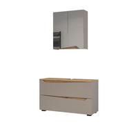 Vicco Meubles Bain Marelle, Grège/Chêne Artisan 100 cm | 2 pièces · Meuble sous-vasque · Armoire à miroir