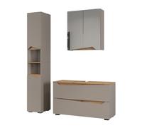 Vicco Meubles Bain Marelle, Grège/Chêne Artisan 100 cm | 3 pièces · Meuble sous-vasque · Armoire à miroir · Armoire haute