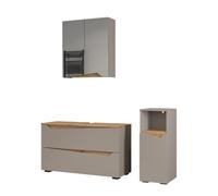 Vicco Meubles Bain Marelle, Grège/Chêne Artisan 100 cm | 3 pièces · Meuble sous-vasque · Armoire à miroir · Armoire mi-haute