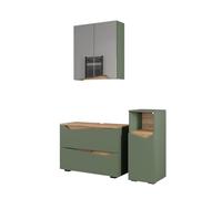 Vicco Meubles Bain Marelle, Vert/Artisan, 3 Parties avec Armoire midi
