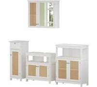 Vicco Meubles bain Rosario, Blanc, 4 pièces, avec armoire de milieu Blanc G