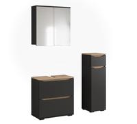 Vicco Meubles Bain Ruben, Anthracite/Chêne Artisan 60.2 cm | composé d’un meuble sous-lavabo, d’une armoire de toilette et d’une colonne