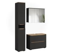 Vicco Meubles Bain Ruben, Anthracite/Chêne Artisan 80.2 cm | composé d’un meuble sous-lavabo, d’une armoire miroir et d’une colonne de rangement