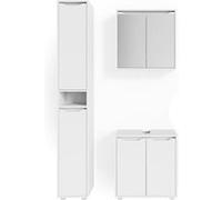 Vicco Ensemble de Meubles de Salle de Bain Ruben, Blanc, 3 pièces, avec Armoire Haute
