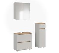 Vicco Meubles Bain Ruben, Blanc/Chêne Artisan 60.2 cm | composé d’un meuble sous-lavabo, d’une armoire de toilette et d’une colonne