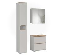Vicco Meubles Bain Ruben, Blanc/Chêne Artisan 60.2 cm | composé d’un meuble sous-lavabo, d’une armoire miroir et d’une colonne de rangement