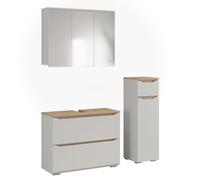 Vicco Meubles Bain Ruben, Blanc/Chêne Artisan 80.2 cm | composé d’un meuble sous-lavabo, d’une armoire de toilette et d’une colonne