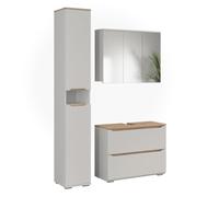 Vicco Meubles Bain Ruben, Blanc/Chêne Artisan 80.2 cm | composé d’un meuble sous-lavabo, d’une armoire miroir et d’une colonne de rangement