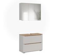 Vicco Meubles Bain Ruben, Blanc/Chêne Artisan 80.2 cm | composé d’un miroir de salle de bain et d’un meuble sous-lavabo