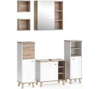 Vicco Meubles bain Senyo, Blanc, 5 pièces, avec étagères Blanc