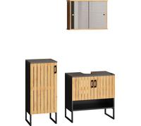 Vicco Meubles bain Vayra, 3 pièces, Bambou/Noir