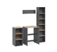 Vicco Meubles Bain Viktor, Anthracite/Chêne doré, 4 pièces, Comprend Une Colonne Haute, Un Meuble pour Lave-Linge, Une étagère et Une étagère Murale