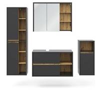 Vicco Ensemble de Meubles de Salle de Bain Viola, Anthracite/Chêne, 4 Parties