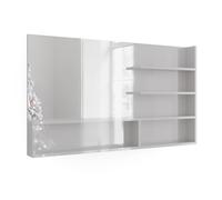 Vicco Miroir Mural, Blanc Haute Brillance, 119.8 x 70 cm avec Compartiments Ouverts