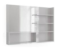 Vicco Miroir mural , Blanc Haute brillance, 89.8x65cm avec compartiments ouverts Blanc Haute brillance G