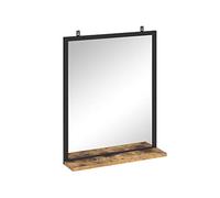 Vicco Miroir Mural Fyrk, Chêne Rustique/Noir, 50 x 60 cm