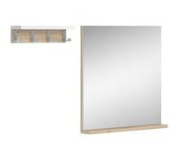 Vicco Miroir Mural Henri, Blanc/Chêne Artisan, 50 x 51.6 cm avec étagère