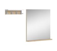 Vicco Miroir Mural Henri, Blanc, 50x51.6cm avec étagère, pour Installation sous lavabo avec découpe pour Siphon