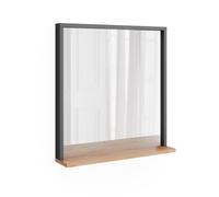 Vicco Miroir Mural Orlando, Anthracite/chêne doré, 57x60cm avec Miroir, adapté au Montage Mural pour Couloir, Chambre ou Salle de Bain