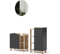 Vicco Mobilier de salle de bains Karen, 3 pièces, avec armoire de milieu, Sonoma/Anthracite