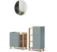 Vicco Mobilier de salle de bains Karen, 3 pièces, avec armoire de milieu, Sonoma/Bleu-gris
