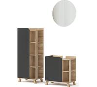 Vicco Mobilier de salle de bains Karen, 3 pièces, Sonoma/Anthracite