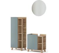 Vicco Mobilier de salle de bains Karen, 3 pièces, Sonoma/Bleu-gris