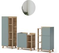 Vicco Mobilier de salle de bains Karen, 4 pièces, Sonoma/Bleu-gris
