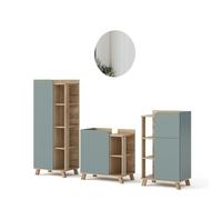Vicco Mobilier de Salle de Bains Karen, Sonoma/Bleu-Gris, 4 pièces