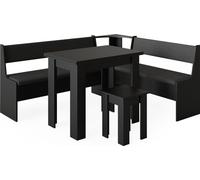 Vicco Groupe de banquettes d'angle Roman, Noir, 150 x 180 cm avec Table