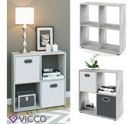 Vicco séparateur de pièce Tetra étagère pour livres béton 4 compartiments