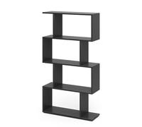 Vicco Séparateur d'espace Levio, Noir, 70x132.1cm 4 Compartiments, Convient comme étagère autoportante ou séparateur de pièce