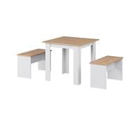 Vicco Set de Table à Manger Sentio, Chêne doré/Blanc, 80x80cm