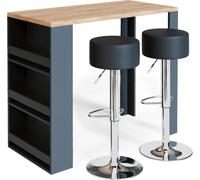 Vicco Set de table de bar , 117 x 57 cm avec 2 tabourets de bar, Chêne/Anthracite