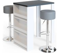 Vicco Set de table de bar , 80 x 57 cm avec 2 tabourets de bar, Blanc/Anthracite