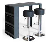 Vicco Set de table de bar , Anthracite, 57x117cm avec 2 tabourets de bar Anthracite G