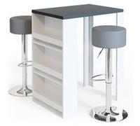 Vicco Set de Table de Bar, Blanc/Anthracite, 80 x 57 cm avec 2 tabourets de Bar