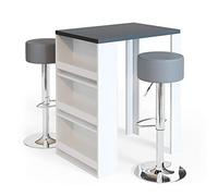 Vicco Set de Table de Bar, Anthracite/Blanc, 57x80cm avec 2 tabourets de Bar, pour Une Utilisation Flexible comme Espace Repas ou de Travail