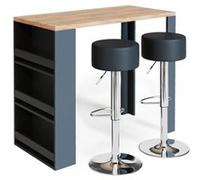 Vicco Set de table de bar , 117 x 57 cm avec 2 tabourets de bar, Chêne/Anthracite