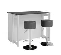 Vicco Set de table de bar Dominic, Anthracite/blanc, 116 x 37 cm avec 2 tabourets de bar