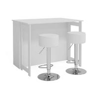 Vicco Set de Table de Bar Dominic, Blanc, 116x37cm avec 2 tabourets de Bar, Plateau de Table Rabattable pour Une Utilisation Flexible dans Les Petits espaces