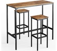Vicco Set de table de bar Fyrk, 120 x 50 cm avec 2 tabourets de bar, Chêne rustique/Noir