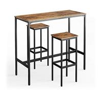 Vicco Set de Table de Bar Fyrk, Bois Antique, 120x50cm avec 2 tabourets de Bar