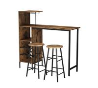 Vicco Set de Table de Bar Fyrk, Noir/chêne Rustique, 121.5x40cm avec 2 tabourets