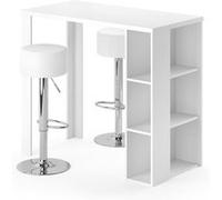 Vicco Set de table de bar Noel, Blanc, 120x60cm avec 2 tabourets de bar Blanc G