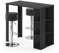 Vicco Set de table de bar Noel, Noir, 120x60cm avec 2 tabourets de bar Noir G