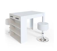 Vicco Set de table de bar Repose, Blanc, 67 x 100 cm avec 2 tabourets de bar